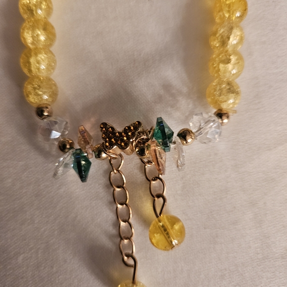 Chic Yellow Beaded Bracelet with Gold Accents - Picture 3 of 8